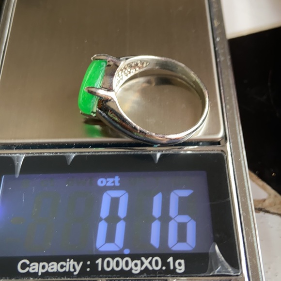 OVAL SILVER IMPERIAL JADE RING BOHO - Picture 5 of 6